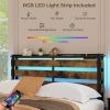 Full/Queen/Twin Size Bed Frame with Drawers LED Lights and USB Ports