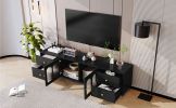 70.9" Modern TV Stand for TVs up to 75 Inches,Entertainment Center with Glass Door,4 Drawers and 2 Cabinets