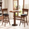 Set of 2 Swivel Bar Stools with Rubber Wood Frame