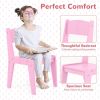 Kids Vanity Table and Chair Set with Shelves Drawer and Cabinet