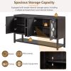 Elegant Retro Console Table/Storage Cabinet/Sideboard with Mirrored Doors,Spacious Shelves,and Durable Acacia Wood Legs - Perfect for Living Room