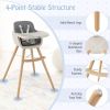 3-in-1 Convertible Wooden High Chair with Cushion