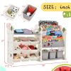 Kids Bookshelf Toy Storage Organizer with 17 Bins and 5 Bookshelves