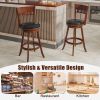 Set of 2 Swivel Bar Stools with Rubber Wood Frame