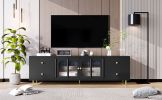 70.9" Modern TV Stand for TVs up to 75 Inches,Entertainment Center with Glass Door,4 Drawers and 2 Cabinets