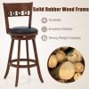 Set of 2 Swivel Bar Stools with Rubber Wood Frame