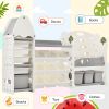 Kids Bookshelf Toy Storage Organizer with 17 Bins and 5 Bookshelves