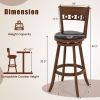Set of 2 Swivel Bar Stools with Rubber Wood Frame