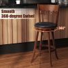 Set of 2 Swivel Bar Stools with Rubber Wood Frame